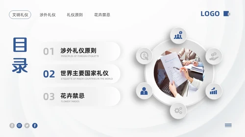 蓝色微粒体涉外礼仪PPT模板宣传PPT动态PPT文明礼仪