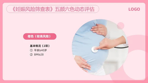粉色简约高危妊娠及五色管理PPT模板宣传PPT动态PPT