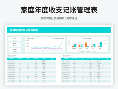家庭年度收支记账管理表