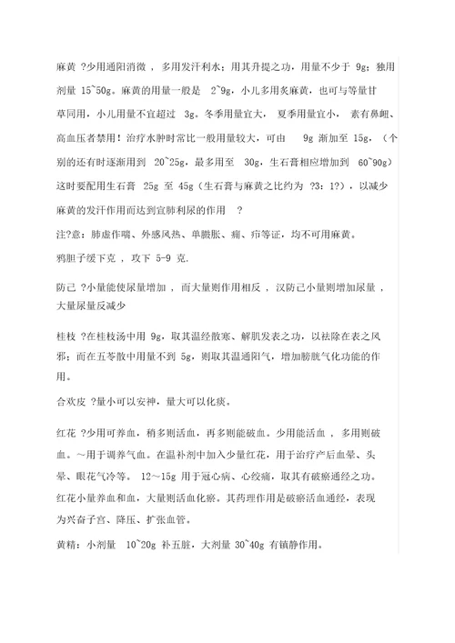 经常用中药用法用量