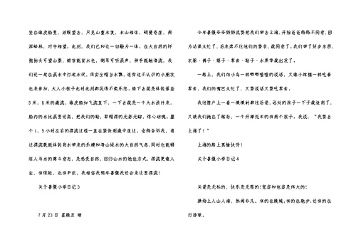 关于暑假小学日记