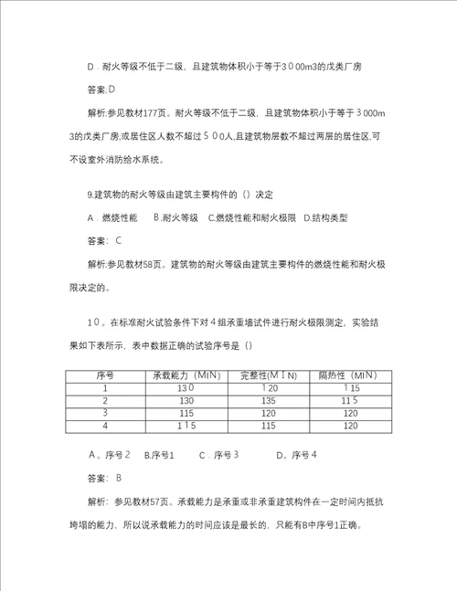 一级消防工程师考试消防安全技术实务真题及解析