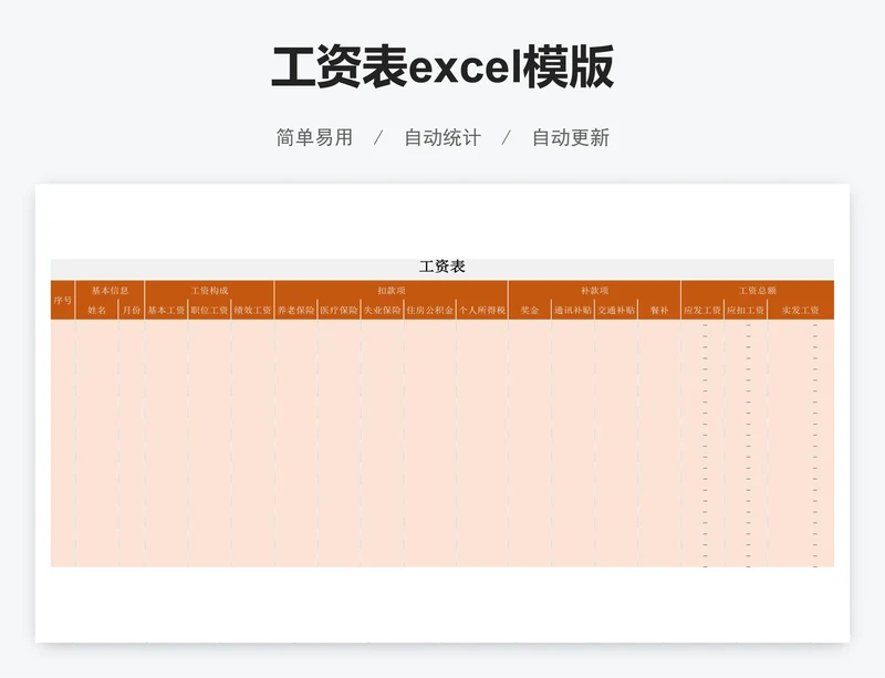 工资表excel模版