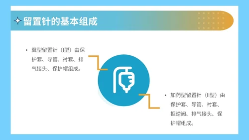 静脉留置针的护理课件蓝色简约医院护士浅静脉留置针的应用与维护医疗PPT模板