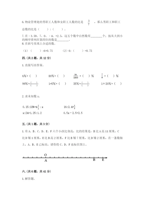 小学六年级下册数学摸底考试题附参考答案【研优卷】.docx
