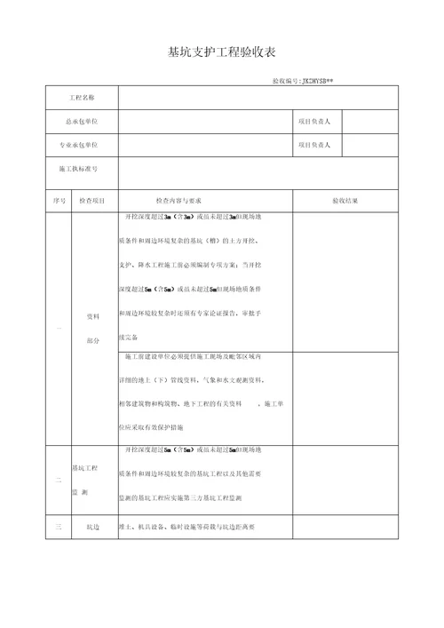 危险性较大工程验收表危大工程