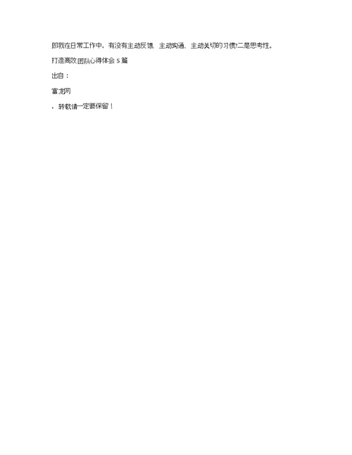 打造高效团队心得体会5篇