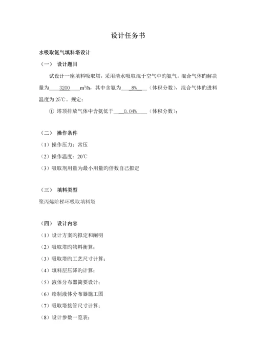 化工原理优质课程设计水吸收氨气填料塔设计.docx