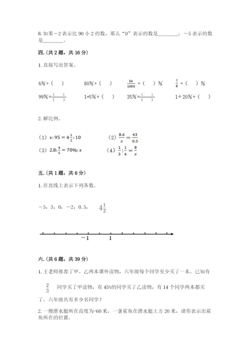 小学六年级下册数学摸底考试题精品附答案.docx