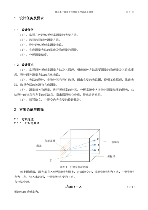 光电信息工程课程设计论文-液体折射率的测量.docx