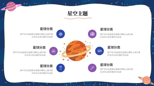 卡通手绘风宇宙太空星球主题说课课件ppt模板