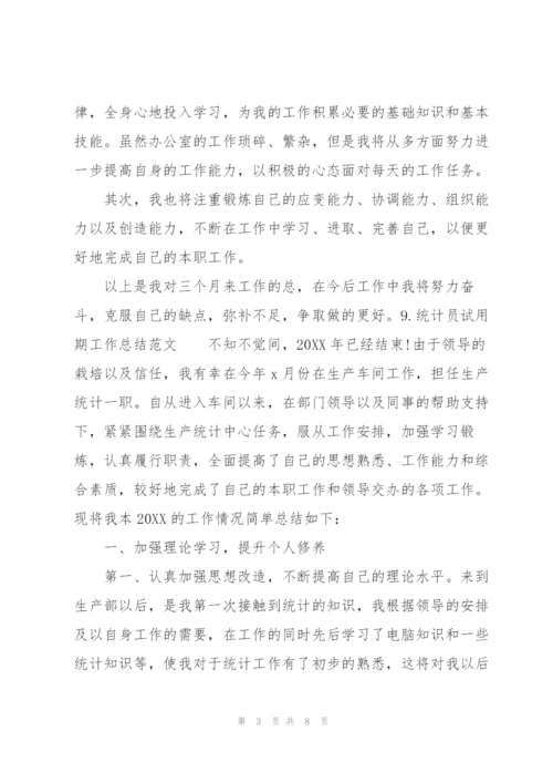 统计员试用期工作总结范文10篇.docx