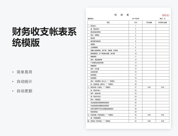 财务收支帐表系统模版