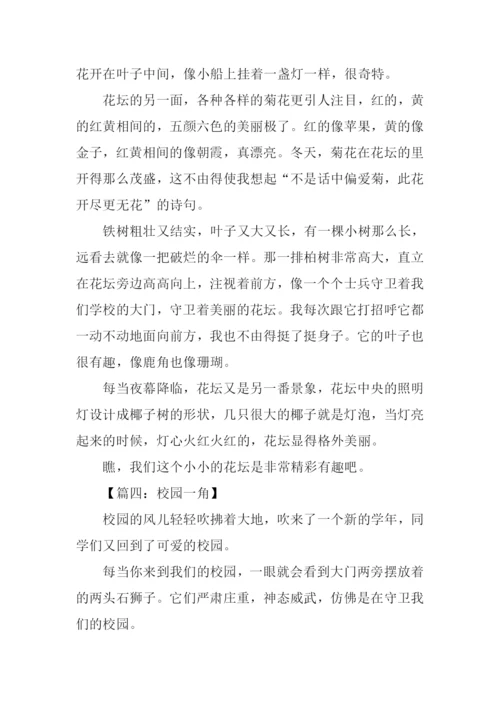四年级作文公园一角.docx