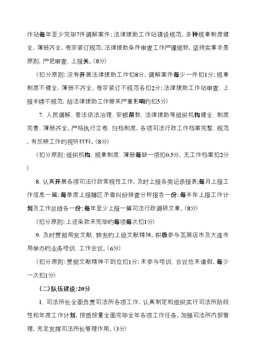 司法所考核标准细则