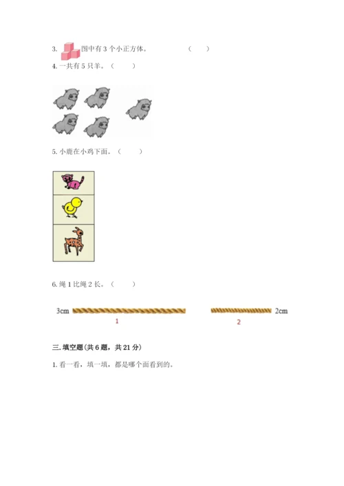 人教版一年级上册数学期中测试卷附完整答案【名师系列】.docx