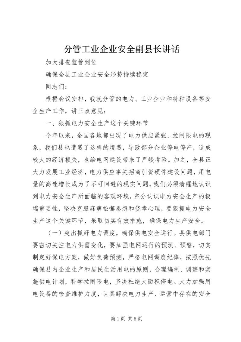 分管工业企业安全副县长讲话.docx