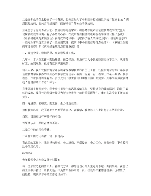 青年教师个人专业发展计划9篇