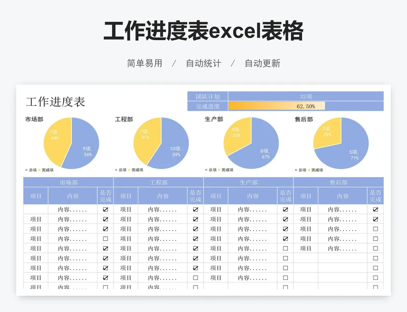 工作进度表excel表格