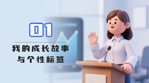 蓝色卡通2.5D大学生自我介绍PPT模板