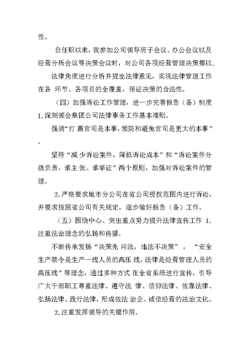 法律顾问述职报告WORD