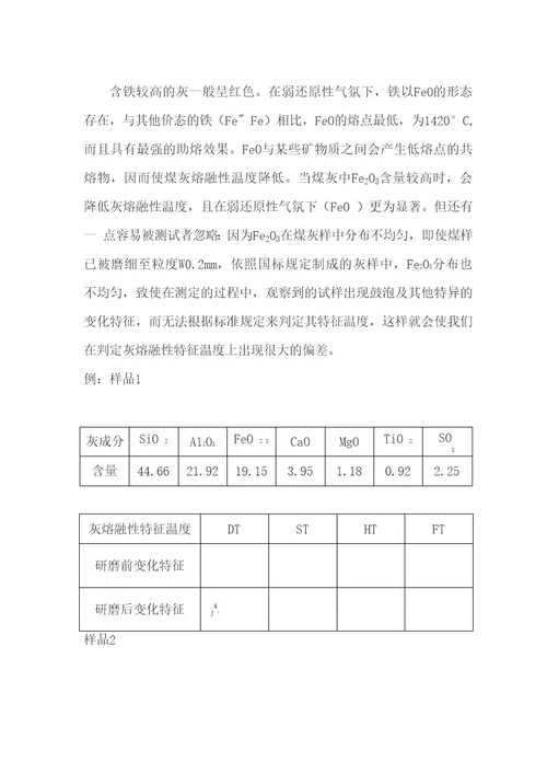 实际操作中,影响灰熔融性准确度的几个因素