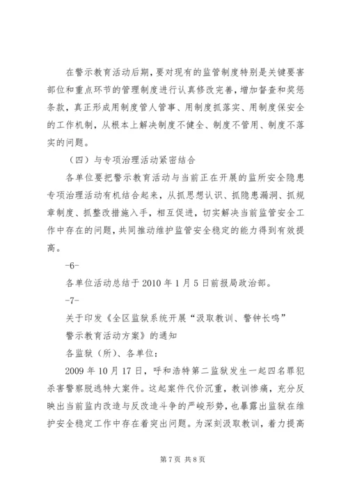全区监狱系统开展“汲取教训、警钟长鸣”警示教育活动方案.docx
