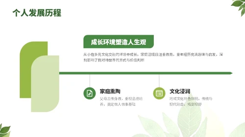 绿色小清新绿叶通用行业求职简历自我介绍PPT模板