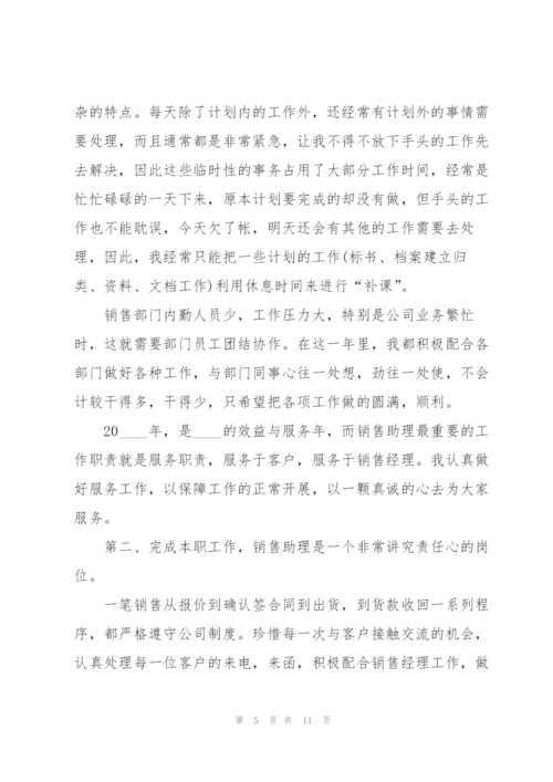 销售助理工作总结优秀大全5篇.docx