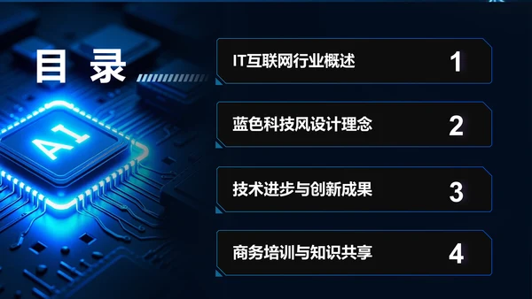 蓝色科技风年度工作总结PPT