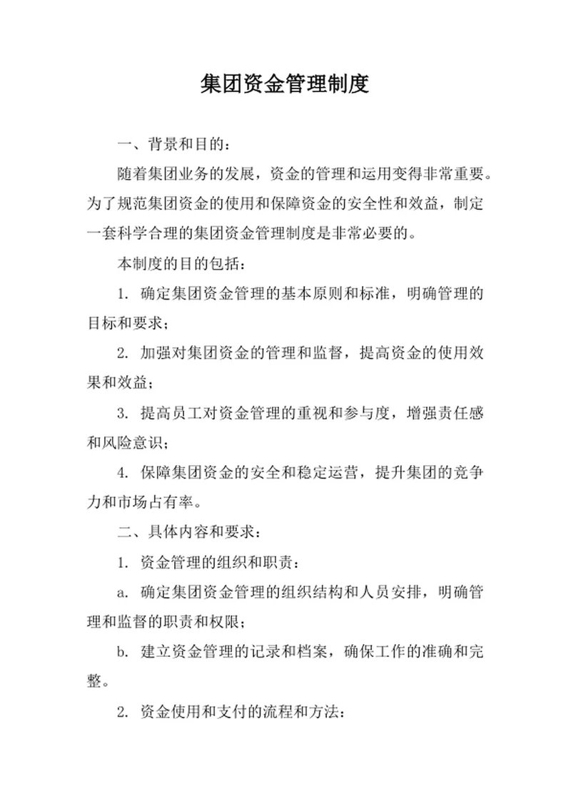 集团资金管理制度