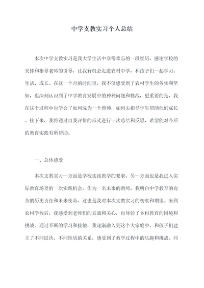 中学支教实习个人总结