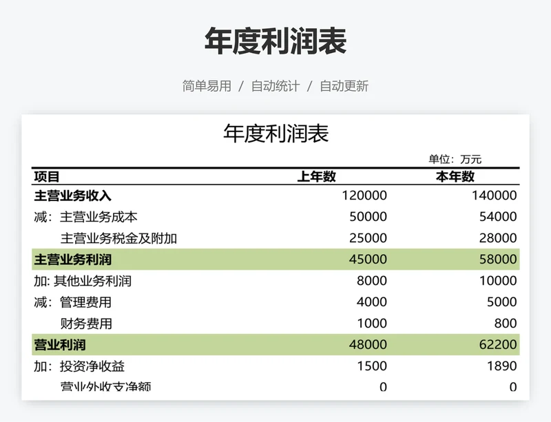 年度利润表