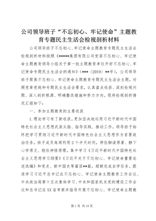 公司领导班子“不忘初心、牢记使命”主题教育专题民主生活会检视剖析材料.docx