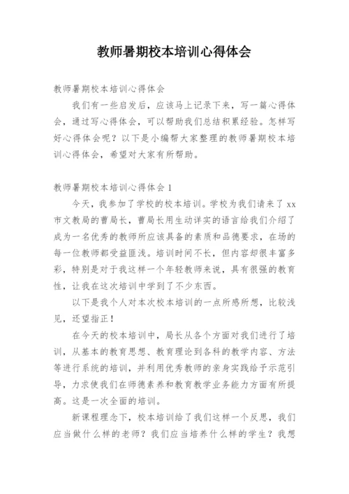 教师暑期校本培训心得体会.docx