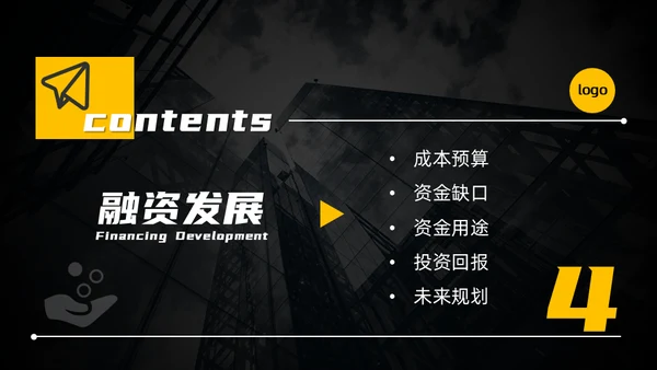 黄黑配色高端商业计划书通用PPT模板