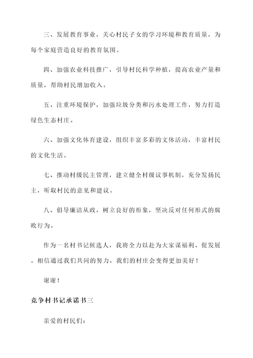 竞争村书记承诺书
