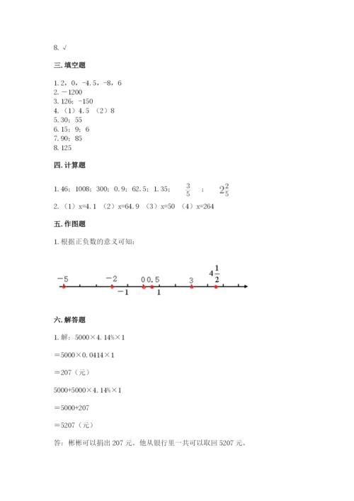 冀教版六年级下册期末真题卷含答案ab卷.docx