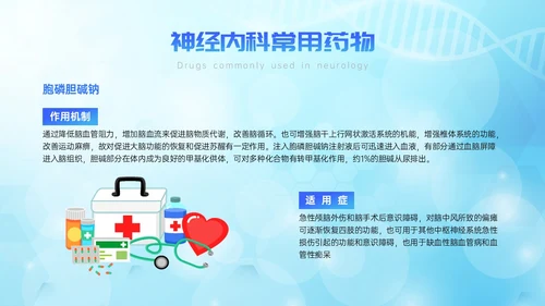 蓝色简约展板风神经内科常用药解析培训PPT课件