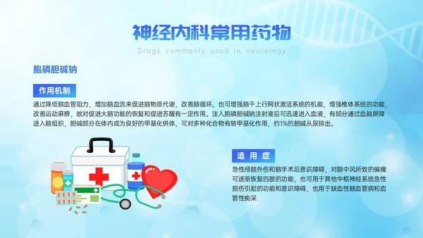 蓝色简约展板风神经内科常用药解析培训PPT课件