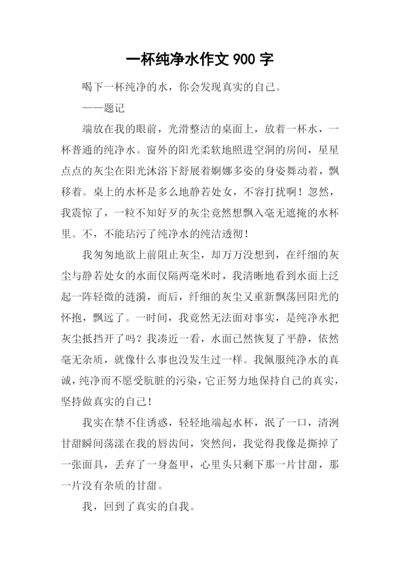 一杯纯净水作文900字.docx