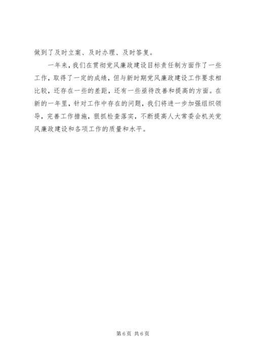 市人大常委会机关党风廉政建设责任制落实情况汇报 (4).docx