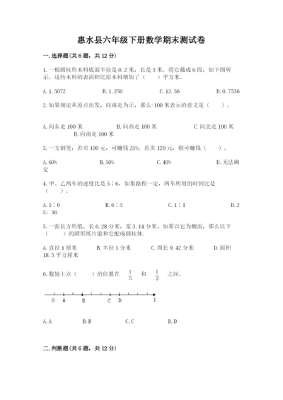 惠水县六年级下册数学期末测试卷（突破训练）.docx