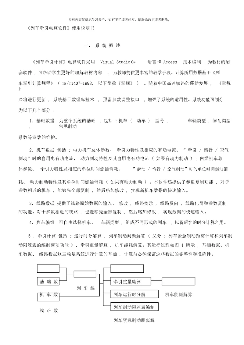 列车牵引计算电算教学版使用说明书