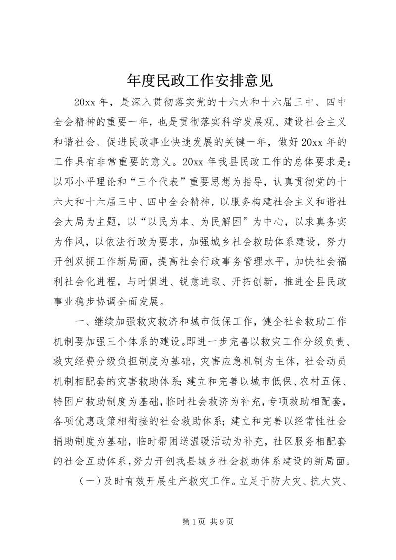 年度民政工作安排意见.docx