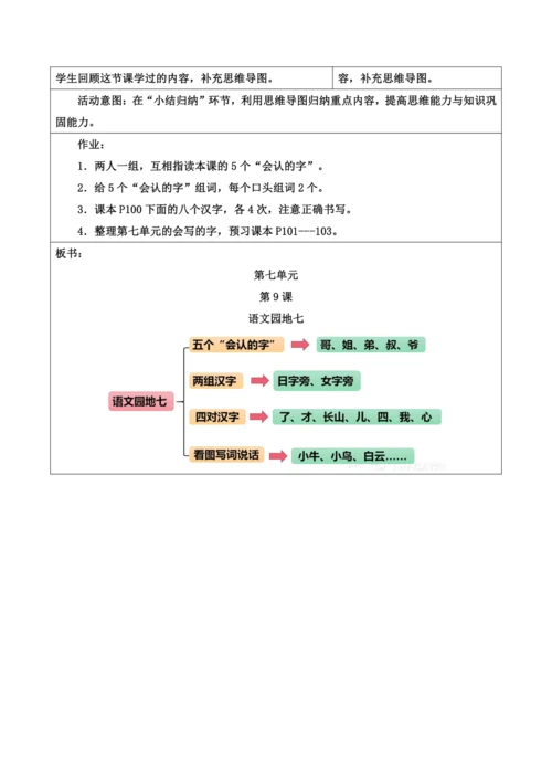 部编1A 第7单元 第9课 语文园地七 教学设计