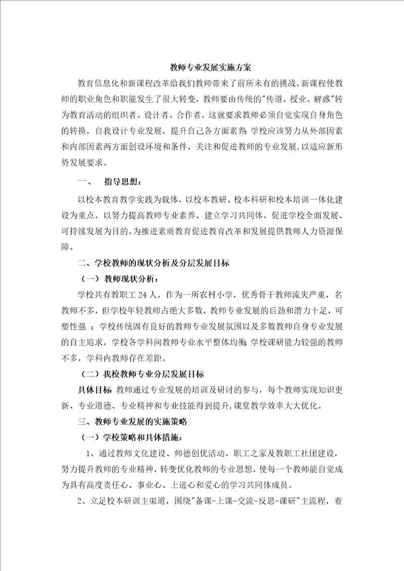 二龙小学教师专业发展实施方案