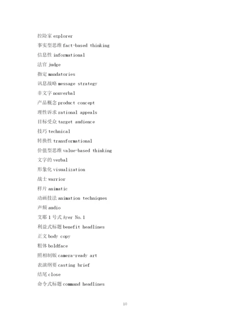 精编之经典范文英语词汇广告术语.docx