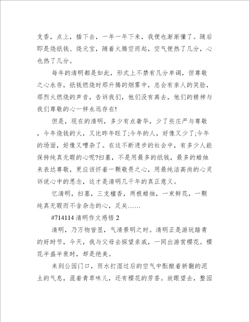清明作文感悟
