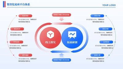 蓝红撞色商务风多项架构PPT单页